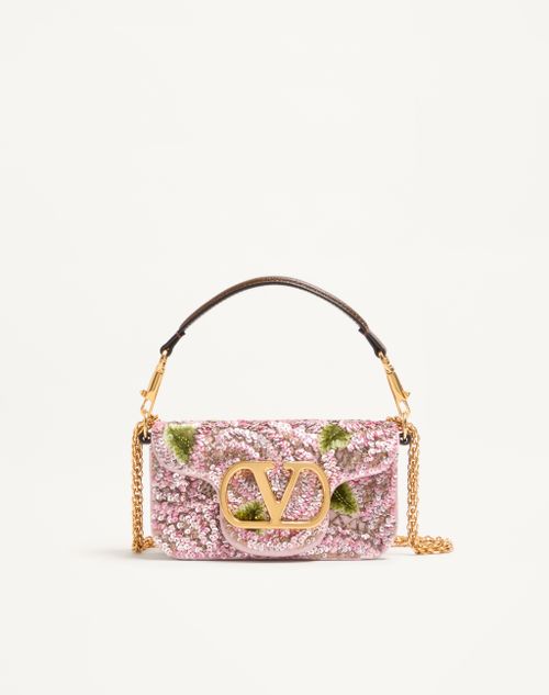 Valentino Garavani - Valentino Garavani Locò Small Embroidered Shoulder Bag - Pink/multicolour - Woman - Shoulder Bags
